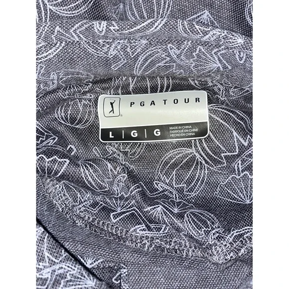 PGA Tour Men's Golf Polo‎ Shirt Eco Focused Print Gray Short Sleeve Large - Picture 4 of 8